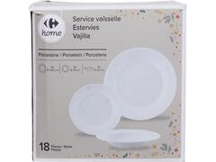 Set vesela Carrefour Home, portelan, 18 piese, Alb cu decor