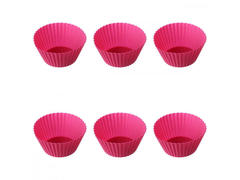 Set 6 forme pentru briose JJA Secret du Gourmet, silicon, 6.5 cm, Roz