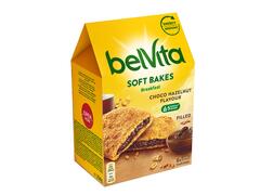 BelVita Biscuiti Soft Bakes cu cereale integrale, cu crema cu arome de alune si ciocolata 250g