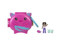 Mini gentuta in forma de animalut cu accesorii, Polly Pocket, Axolotl, HXX22