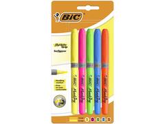 Set 5 evidentiatoare BIC Highlighter Grip, varf mediu tesit, Multicolor