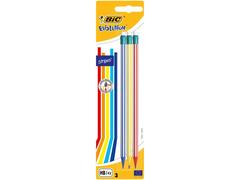 Creion grafit Evolution STRIPES 646 cu radiera, set 3 bucati, Bic