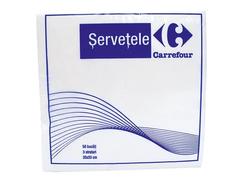 Set 50 servetele Carrefour, 3 straturi, 33x33 cm, Alb