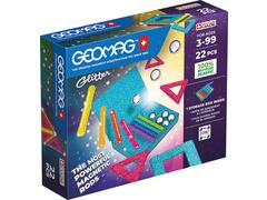 Set constructie Geomag Glitter, plastic reciclat, 22 piese, Multicolor