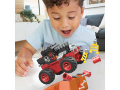 Set de constructie cu rampa, Hot Wheels, Monster Truck, Smash si Crash Bone Shaker, 151 piese, HKF87