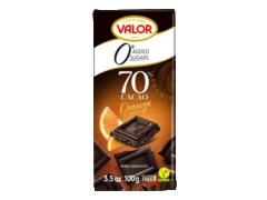 Ciocolata neagra 70%cacao cu portocale, fara zahar Valor 100g