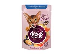 Bucati De Somon Si Midii In Sos, Pentru Pisici, 85G