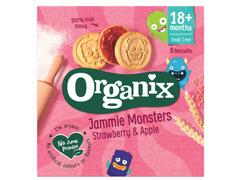 Jammie Monsters, Biscuiti Ecologici (Bio) cu capsuni si mere, 64g, 18+, Organix