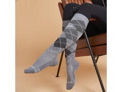 Set 2 perechi de șosete de echitație 500 Romburi Gri/Negru Adulți