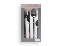 Set 24 tacamuri Carrefour, inox, Negru