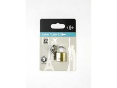 Lacat cu 2 chei Carrefour, 20 mm