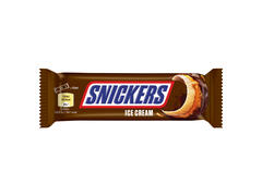 Snickers Inghetata cu lapte, arahide (12%) si caramel moale (16%) cu glazura de cacao (27%).