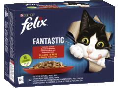 Felix Fantastic Pui/Vita/Iepure/Miel In Aspic 12X85G, Hrana Umeda Pentru Pisici, 12X85G