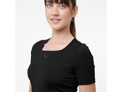 Tricou crop top de fitness negru, damă - XL