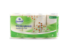 Hartie igienica fina cu parfum de musetel 3 straturi, 8 role Carrefour