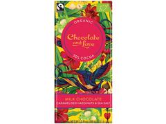 Ciocolata cu lapte Bio - Chocolate and Love Milk with Caramelised Hazelnuts & Sea Salt 80g