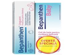 Pachet Unguent Bepanthen 100g + Gel duș Bayer Bepanthen Baby, 200ml, Bayer