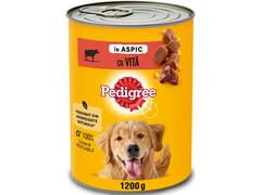 Pedigree hrana umeda la conserva pentru caini adulti cu bucati de vita in jeleu 1200g