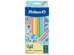 Creioane colorate Pelikan pastel, set 12 culori, hexagonale