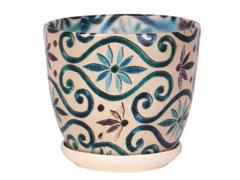 Ghiveci cu farfurie Eko Ceramica Wenus, ceramica, print, 1.9 kg, diametru 20 cm, 18.5 cm