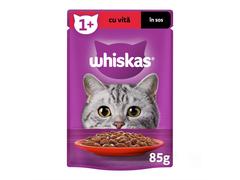Whiskas hrana umeda pentru pisici adulte, cu vita in sos 85g