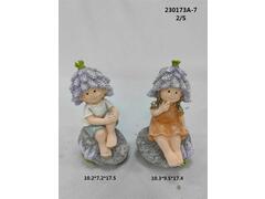 Figurina De Gradina, Copilas Pe Piatra, 10.3*9.5*17.4Cm, Poliresina