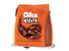 Napolitane Alfers cu crema de cacao, glazurate cu ciocolata, 180 g