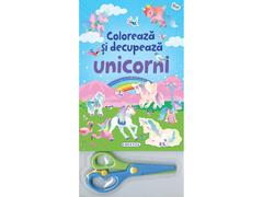 Coloreaza si decupeaza Unicorni albastri