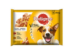 Pachet hrana umeda pentru caini Pedigree Vital Protection cu vita si pasare 4x100g