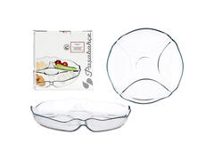 Platou de servire compartimentat Basic Pasabahce, sticla, 25.2 cm, Transparent