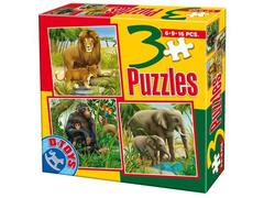 Set 3 puzzle-uri animale D-Toys