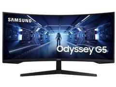 Monitor Gaming VA LED Samsung 34" LC34G55TWWPXEN, WQHD (3440 x 1440), HDMI, DisplayPort, AMD FreeSync, Ecran Curbat, 165 Hz, 1 ms (Negru)