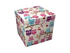 Taburet pliabil Heinner Home cu imprimeu cu bufnite 38 x 38 x 37.5 cm