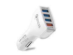 Incarcator auto 4 x USB, Qualcomm 3.0, Fast Charge, Alb