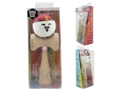 Jucarie de indemanare din lemn, Kendama X, Flippy, Rege, Super Sticky Legendary, Big Cups V2, 18 cm, Maro