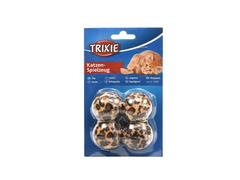 Jucarie pentru pisici minge cu imprimeu de leopard 4 bucati