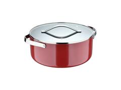Cratita Cu Capac Bergner Reevia Red, Aluminiu/Sticla, 28 Cm, Rosu