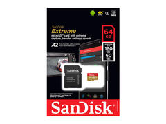 Card de memorie MicroSD Extreme SanDisk cu capacitate de 64GB si adaptor SD