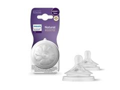 Set 2 tetine silicon Philips Avent Natural Response SCY964/02, +3 luni, Debit 4 (Transparent)