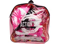 Set Role reglabile, Casca de protectie si Geanta, Action One, Pinky, S, 31-34