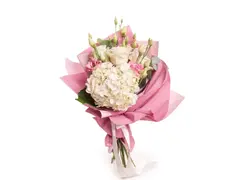 Buchet trandafiri albi și eustoma MAG-7602