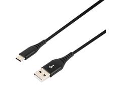 Cablu ranforsat Poss C-1RE, USB A & USB C, 1m lungime, Negru