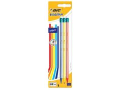 Creion grafit Evolution STRIPES 646 cu radiera, set 3 bucati, Bic