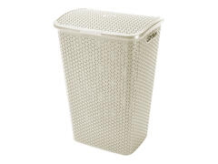 Cos depozitare rufe Curver 55L Rattan My Style, 42.8 x 60.4 x 33 cm, plastic, culoare alb