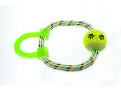 Jucarie pentru caini inel cu minge de tenis Enjoy 18 cm