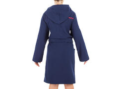 Halat de baie compact cu glugă din bumbac Albastru oțel Copii - 103-112cm 4-5A