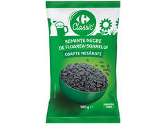 Seminte negre floarea soarelui fara sare 100 g Carrefour