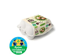 Oua BIO de gaina Auchan, marime L, cod 0, 6 bucati