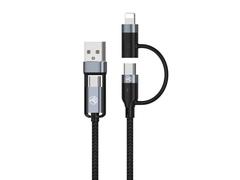 Cablu 4in1 Tellur USB/Type-C la Type-C (PD65W)/Lightning (PD20W) 1m negru