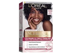 Vopsea de par permanenta L'Oreal Paris Excellence 100 Negru Profund Natural, 182 ML